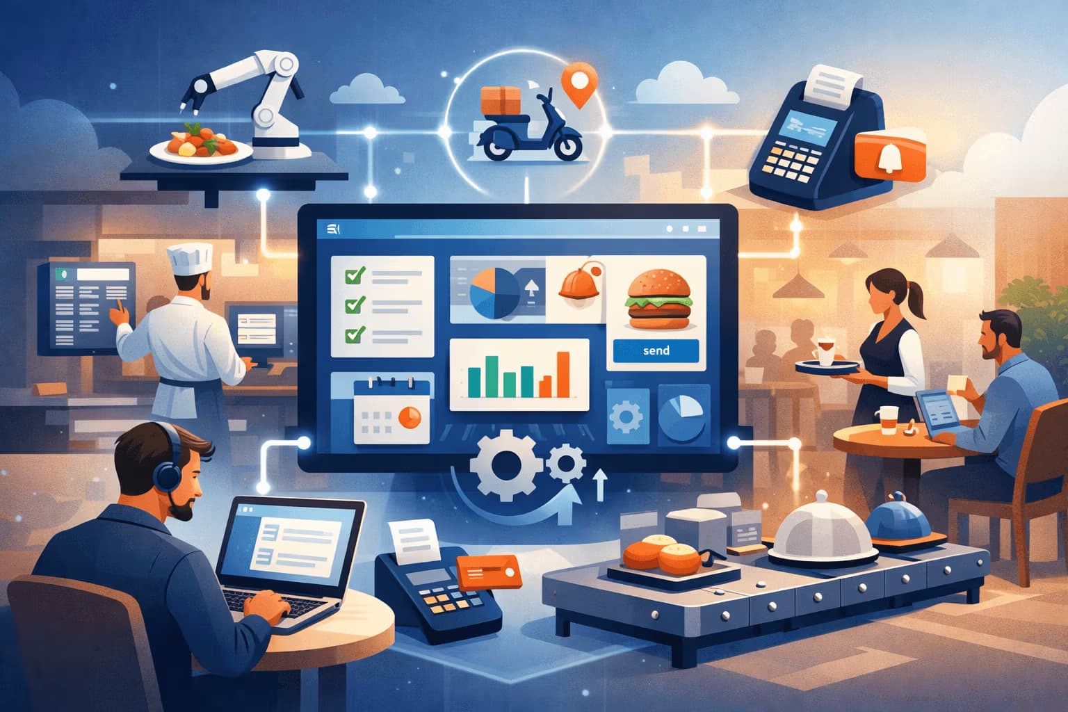 Restaurant Management Software Dashboard with POS Billing Inventory Control Food Cost Management and Multi Outlet Operations