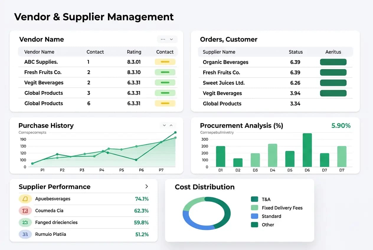 Vendor management dashboard for juice shop supplier and procurement management