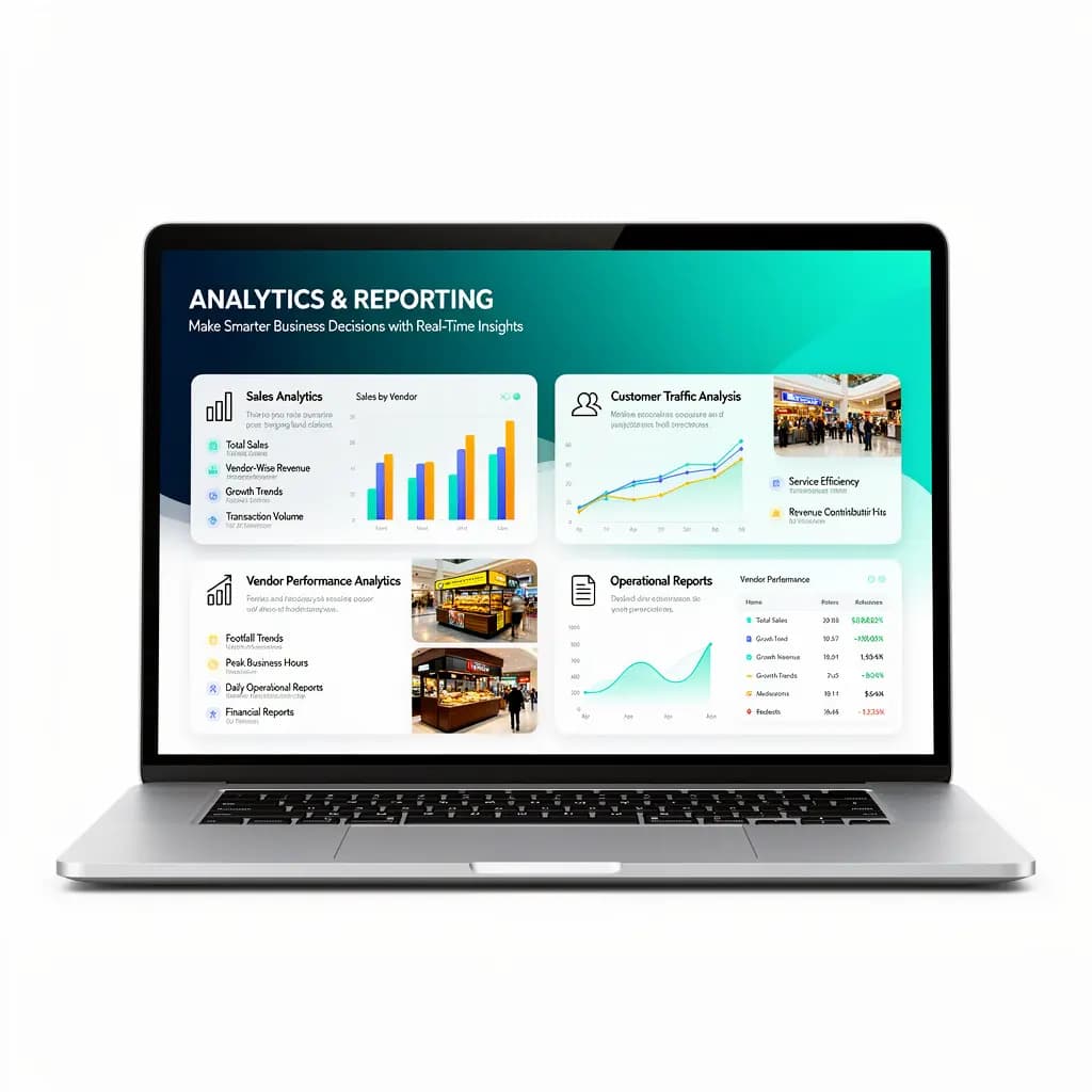 Food Court Management Software by Zilicius enabling shopping malls, commercial complexes, and food courts to manage multiple food vendors, menus, orders, billing, and operations from a centralized dashboard.