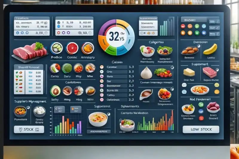 Restaurant inventory management dashboard showing stock tracking and inventory analytics