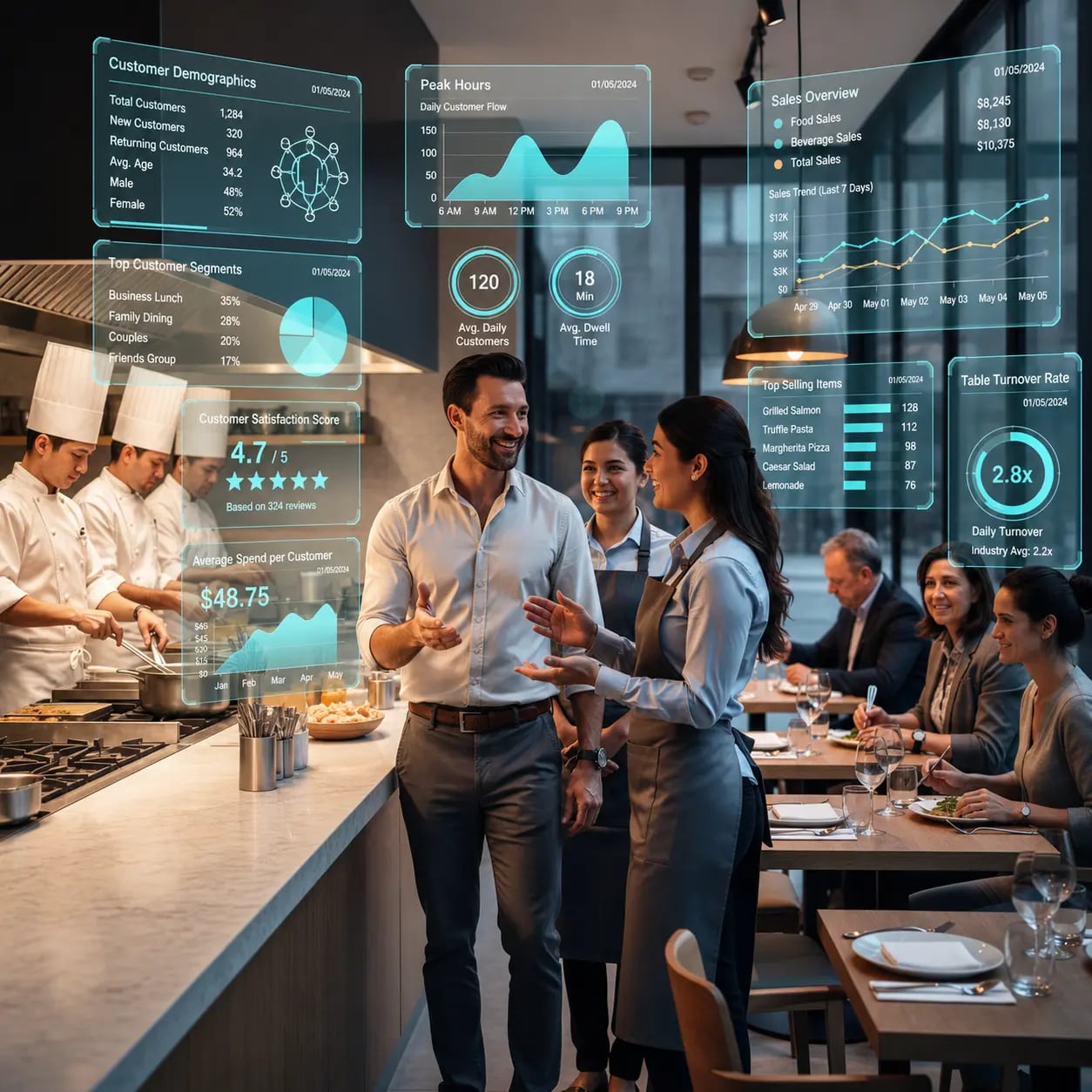 Restaurant POS dashboard by Zilicius showing billing, sales reports, and order management.