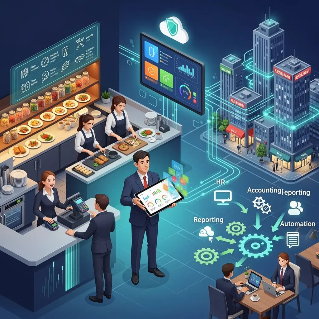 Cloud-based restaurant management software by Zilicius improving operational efficiency and customer service.