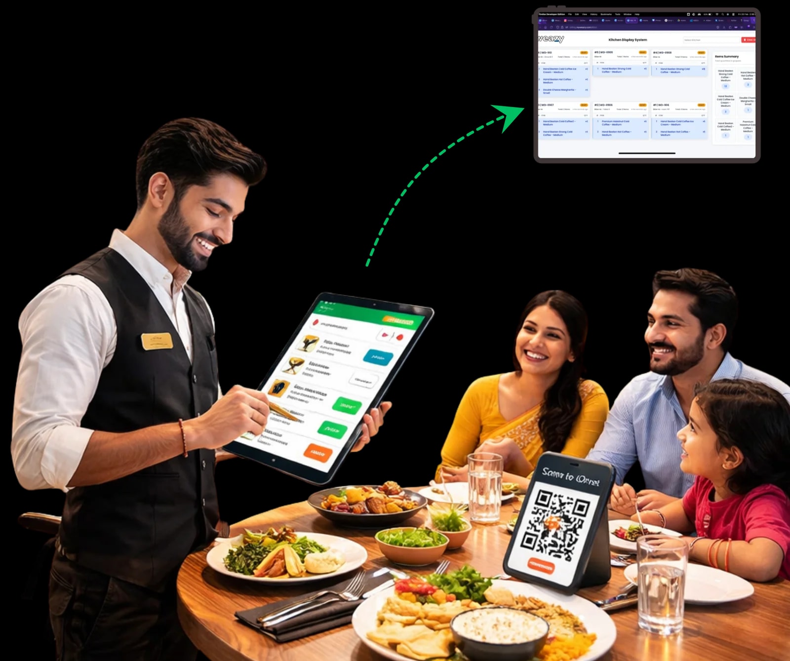 Zilicius Restaurant Order Taking App enabling digital table-side order taking, menu customization, table management, and real-time kitchen synchronization for faster and more accurate restaurant service.