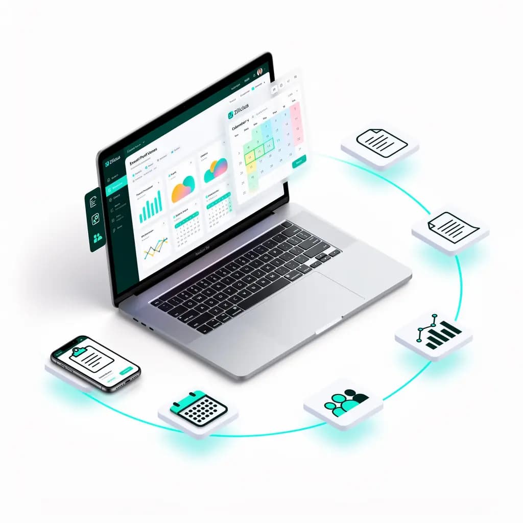 Event Management Software Dashboard Showing Event Planning, Venue Scheduling and Workflow Automation